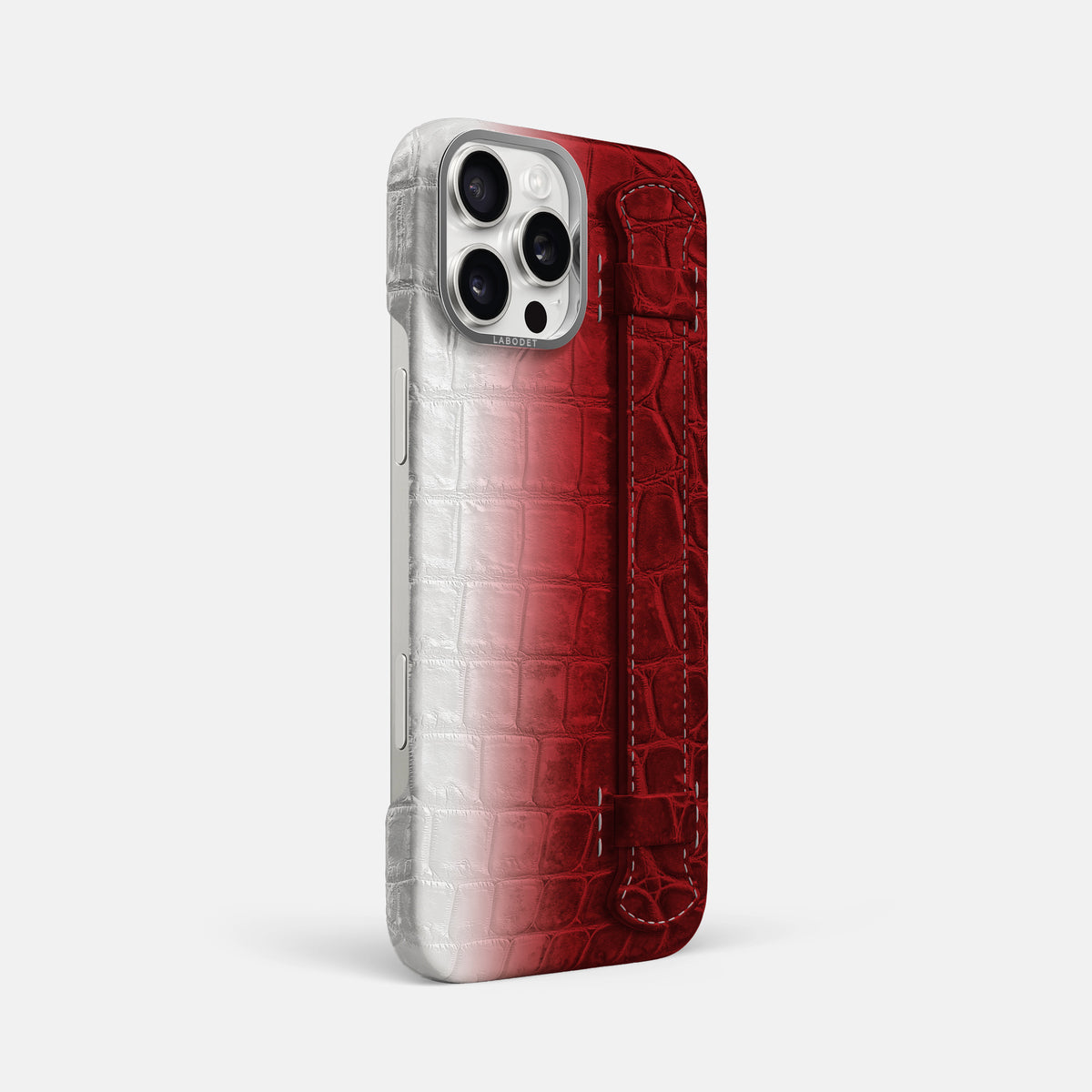 Red iPhone 16 Pro Max Handle Case Himalayan Crocodile with Steel Metal -2 | Red-Steel