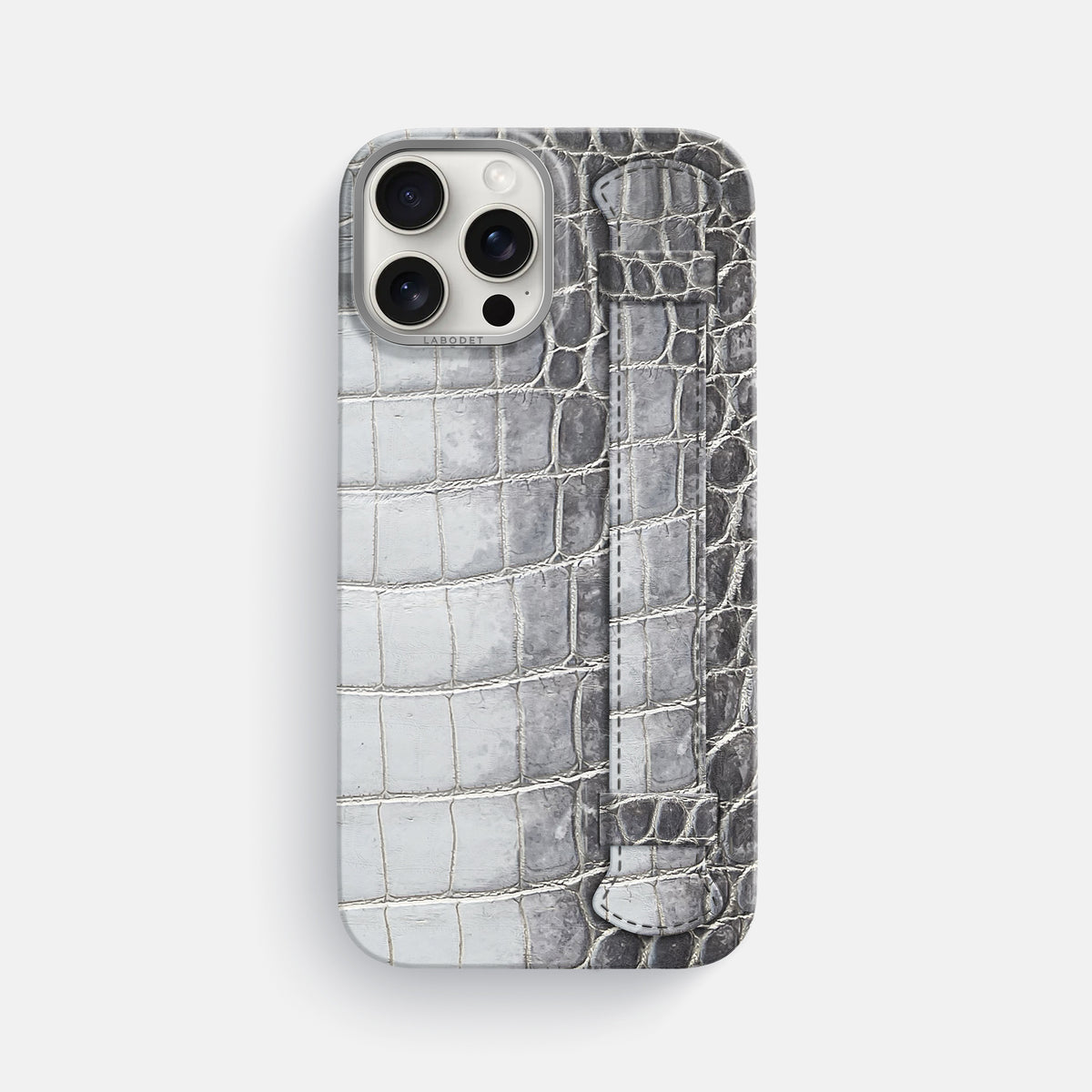 Silver iPhone 16 Pro Max Handle Case Himalayan Crocodile with Steel Metal -1 | Silver-Steel