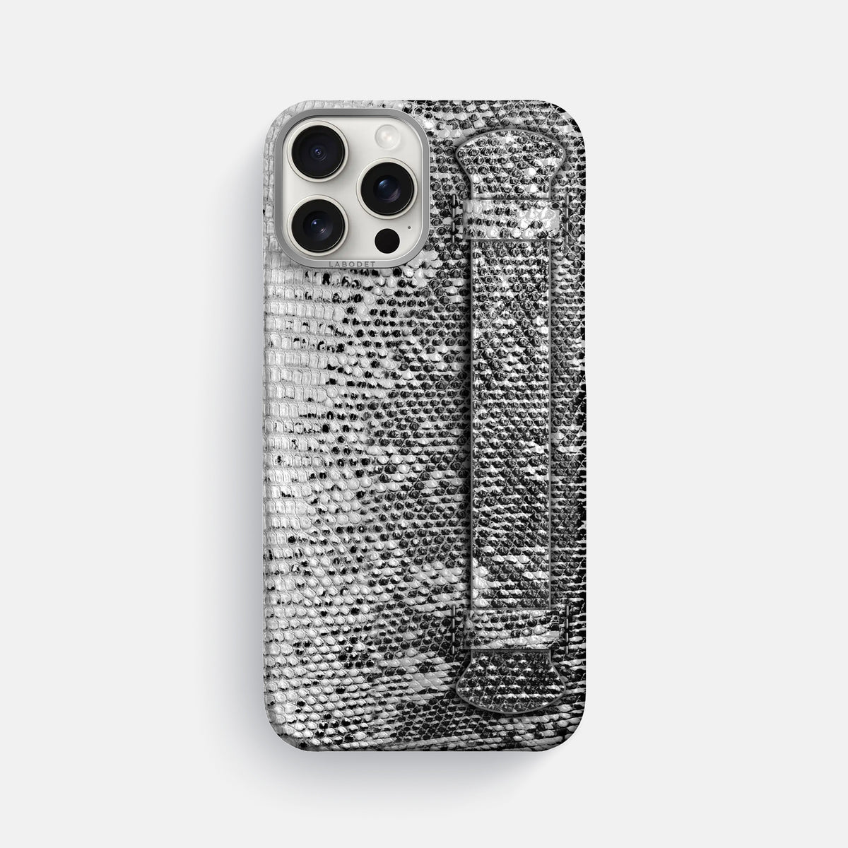 Dark iPhone 16 Pro Max Himalayan Lizard Handle Case with Steel Metal -1 | Dark-Steel