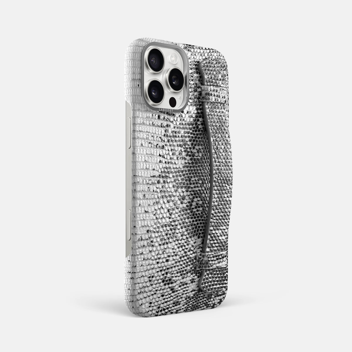 Dark iPhone 16 Pro Max Himalayan Lizard Handle Case with Steel Metal -2 | Dark-Steel