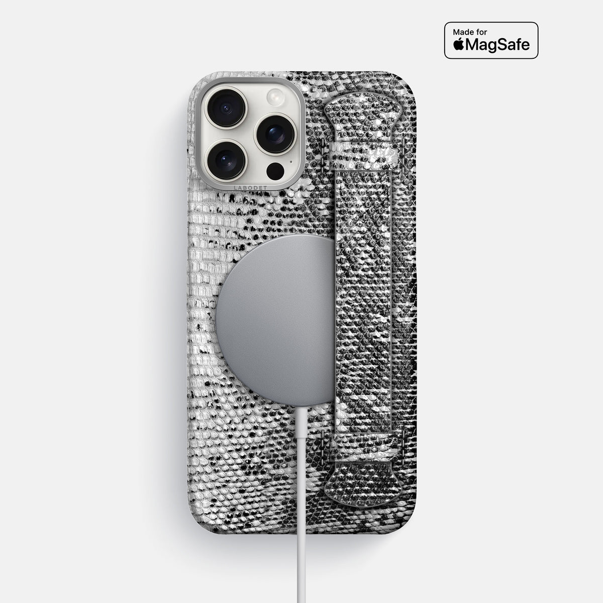 Dark iPhone 16 Pro Max Himalayan Lizard Handle Case with Steel Metal -5 | Dark-Steel