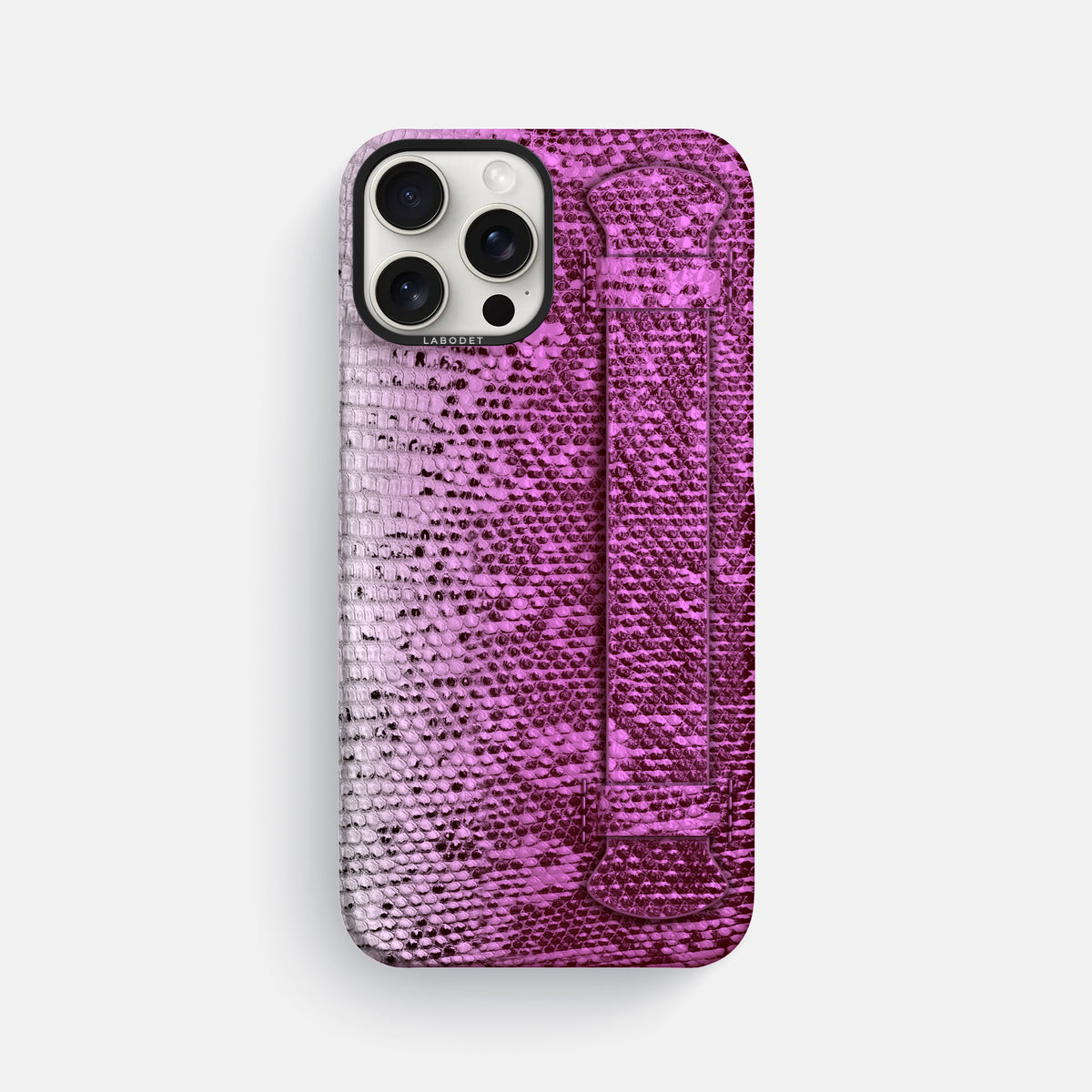 Fuchsia iPhone 16 Pro Max Himalayan Lizard Handle Case with Black Metal -1 | Fuchsia-Black