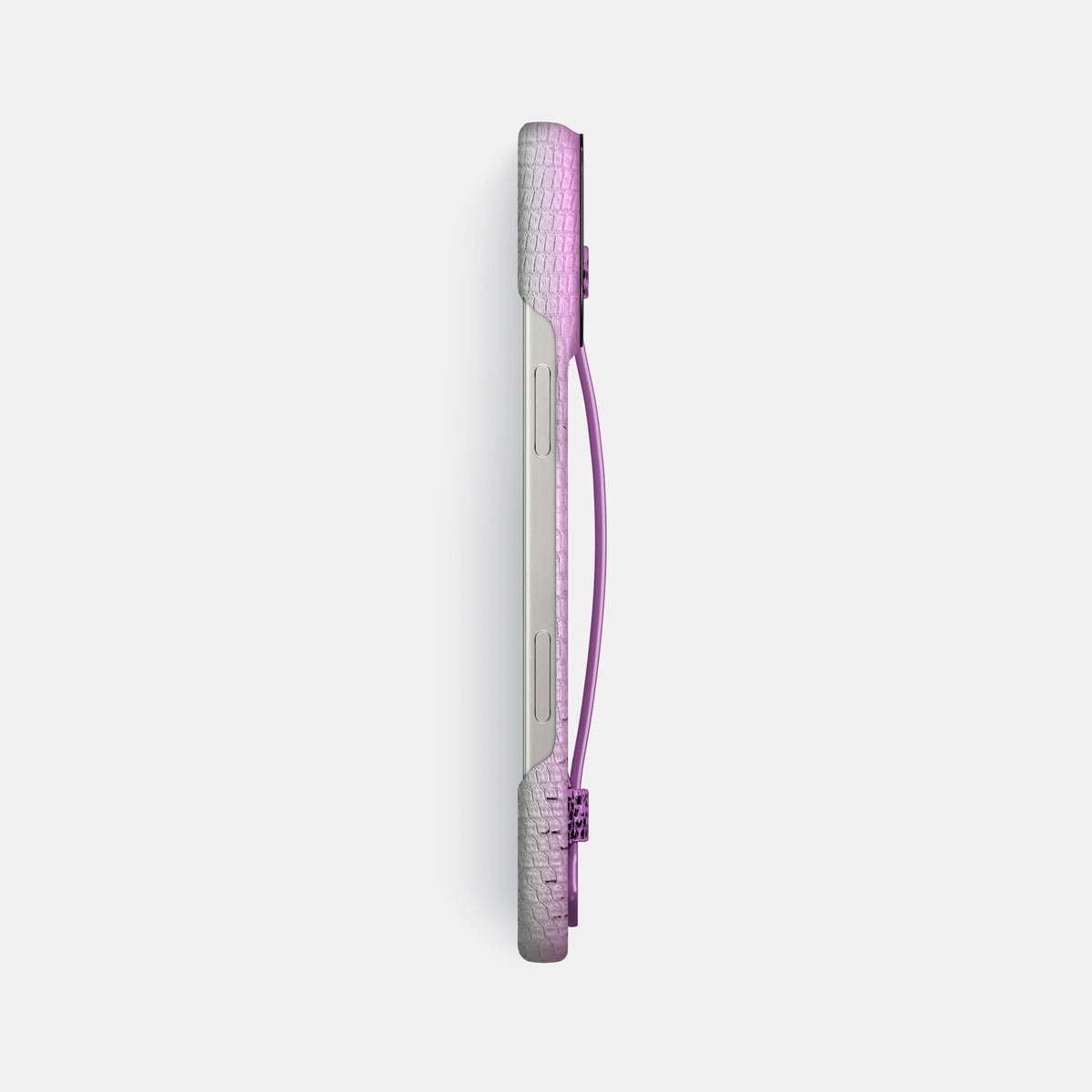 Fuchsia iPhone 16 Pro Max Himalayan Lizard Handle Case with Black Metal -3 | Fuchsia-Black