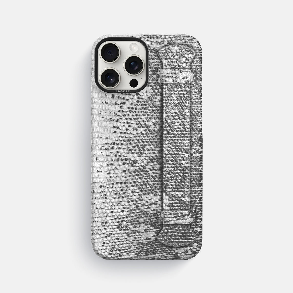Light iPhone 16 Pro Max Himalayan Lizard Handle Case with Black Metal -1 | Light-Black
