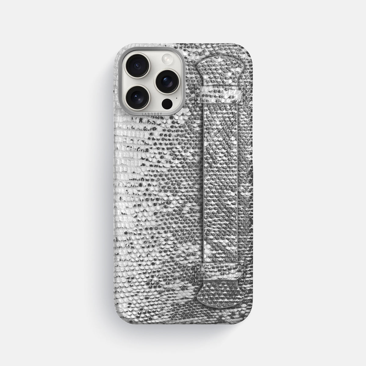 Light iPhone 16 Pro Max Himalayan Lizard Handle Case with Steel Metal -1 | Light-Steel