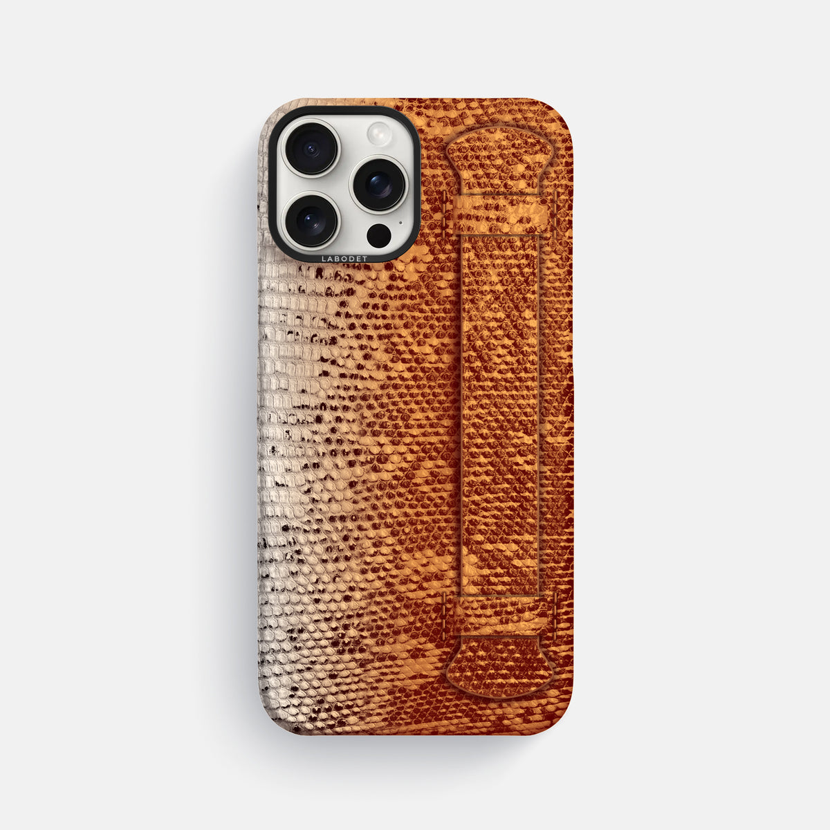 Orange iPhone 16 Pro Max Himalayan Lizard Handle Case with Black Metal -1 | Orange-Black