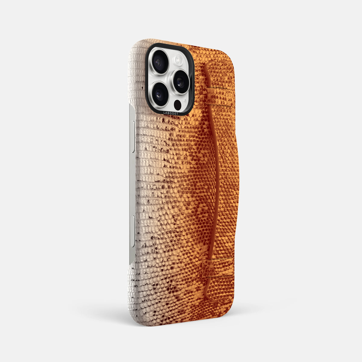 Orange iPhone 16 Pro Max Himalayan Lizard Handle Case with Black Metal -2 | Orange-Black