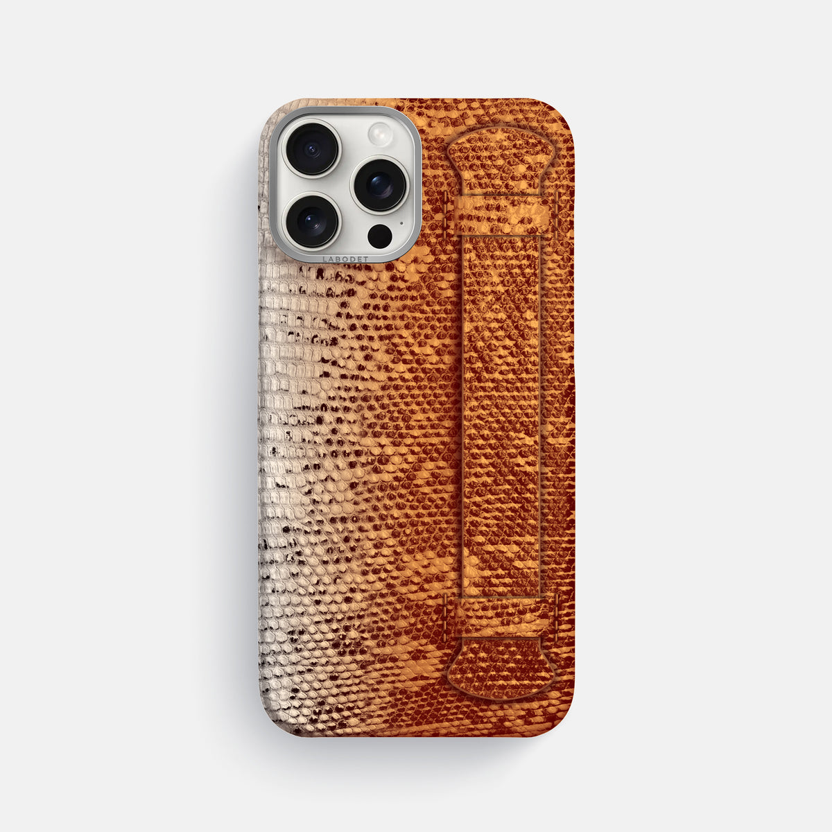 Orange iPhone 16 Pro Max Himalayan Lizard Handle Case with Steel Metal -1 | Orange-Steel