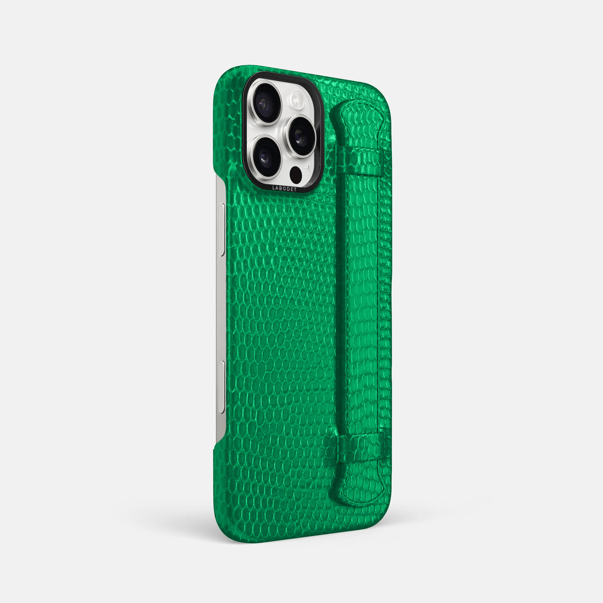 Apple-Green iPhone 16 Pro Max Handle Case Lizard with Black Metal -2 | Apple-Green-Black