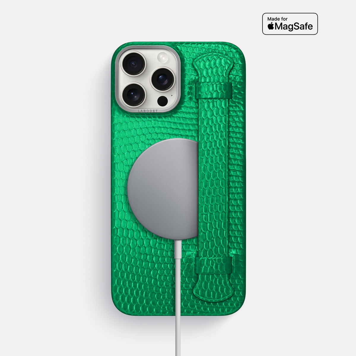 Apple-Green iPhone 16 Pro Max Handle Case Lizard with Steel Metal -5 | Apple-Green-Steel