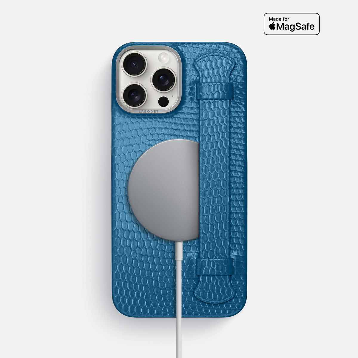 Blue iPhone 16 Pro Max Handle Case Lizard with Steel Metal -5 | Blue-Steel