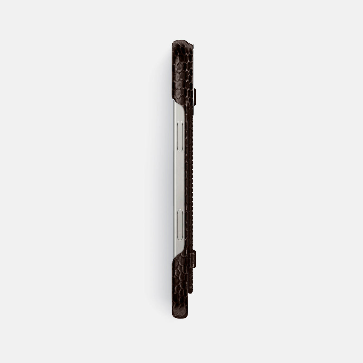 Brown iPhone 16 Pro Max Handle Case Lizard with Steel Metal -3 | Brown-Steel