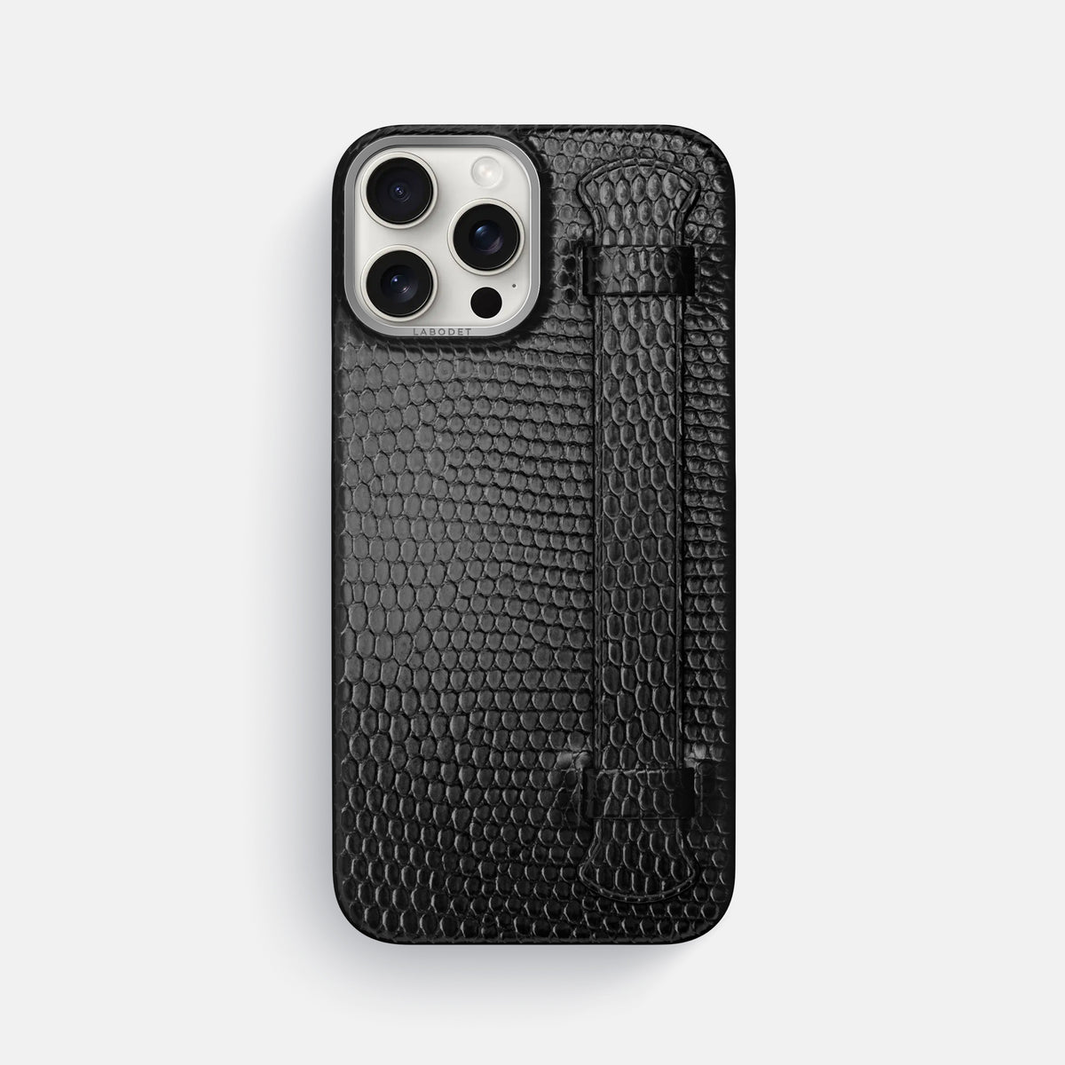 Black iPhone 16 Pro Max Handle Case Lizard with Steel Metal -1 | Black-Steel