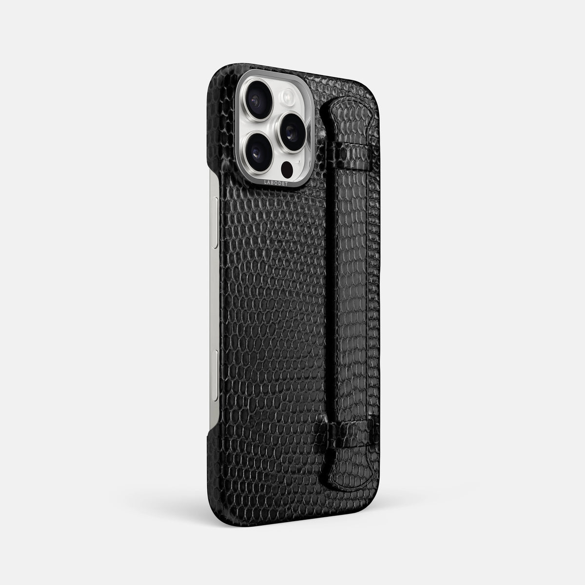 Black iPhone 16 Pro Max Handle Case Lizard with Steel Metal -2 | Black-Steel