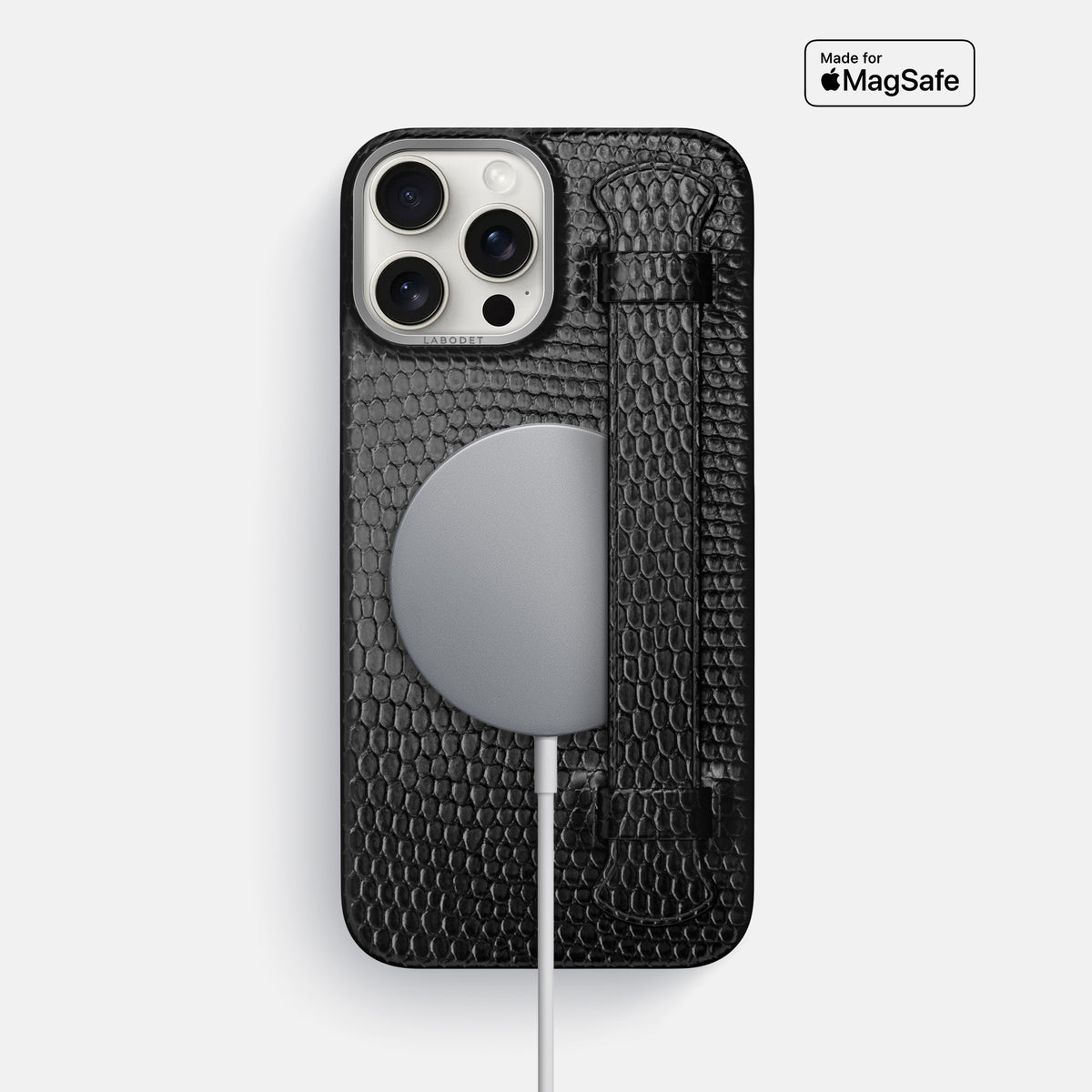 Black iPhone 16 Pro Max Handle Case Lizard with Steel Metal -5 | Black-Steel