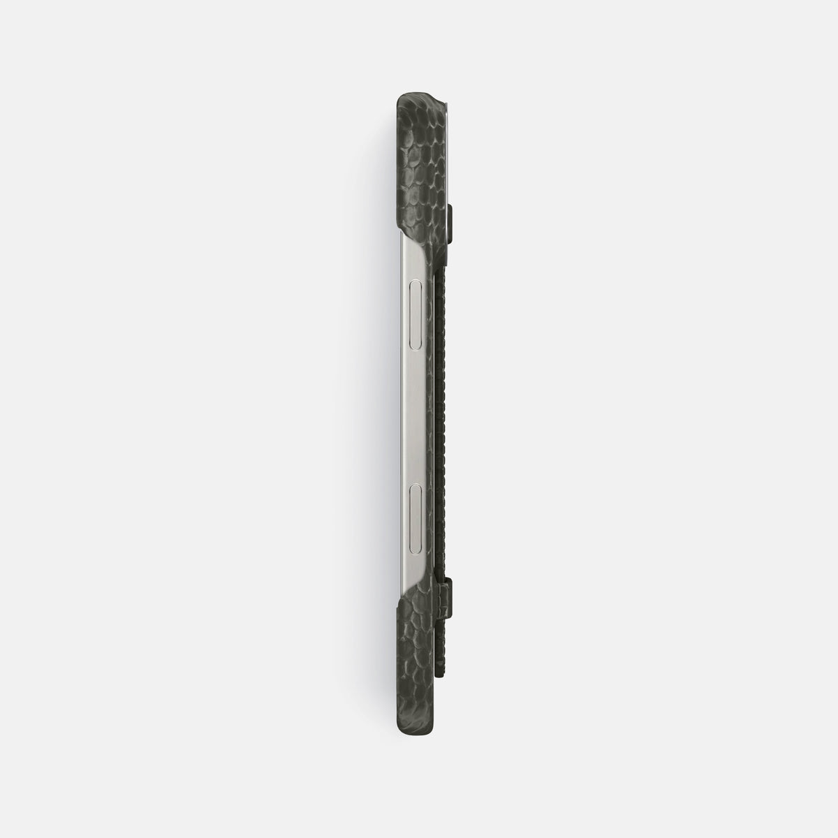 Grey iPhone 16 Pro Max Handle Case Lizard with Steel Metal -3 | Grey-Steel