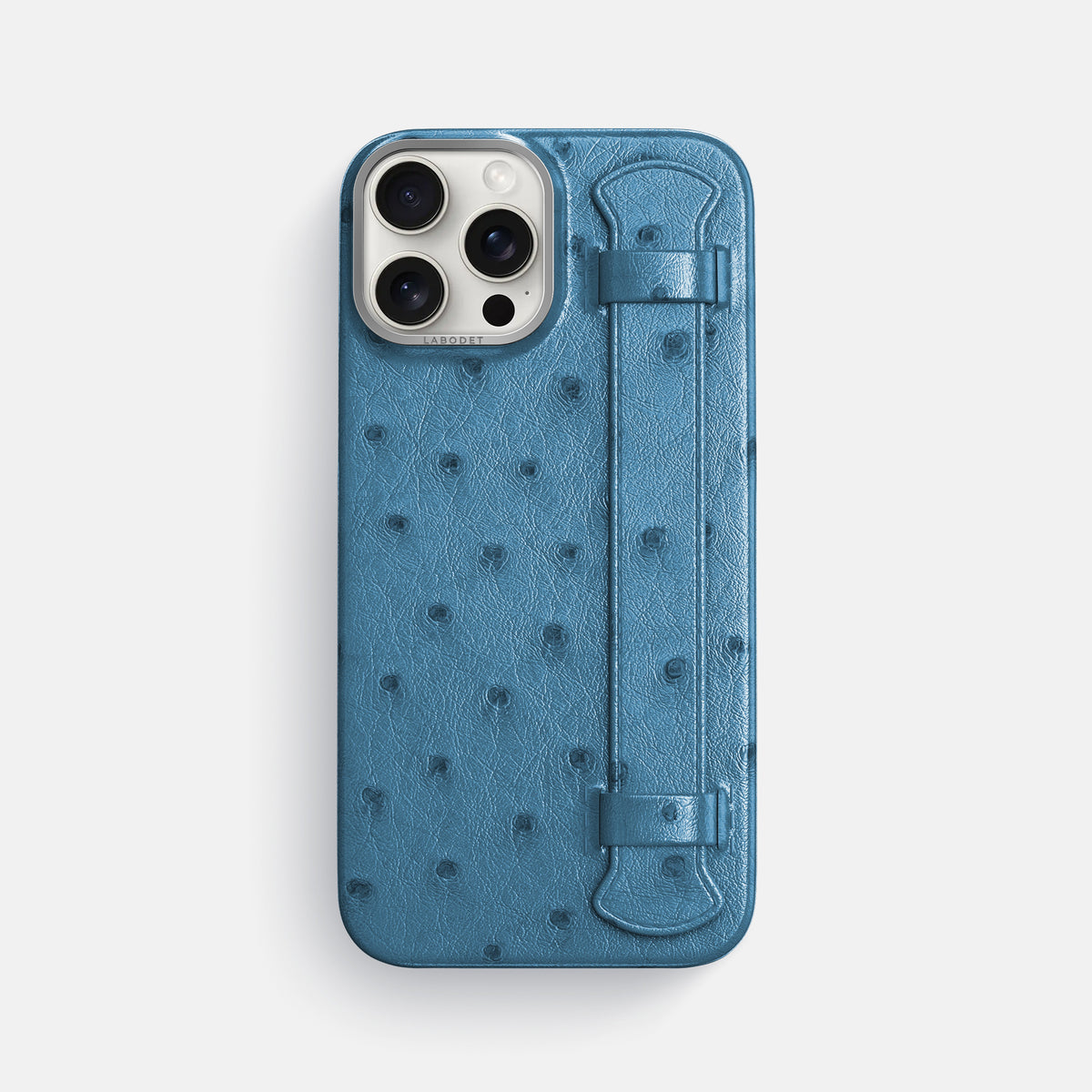 Blue-Jeans iPhone 16 Pro Max Handle Case Ostrich with Steel Metal -1 | Blue-Jeans-Steel