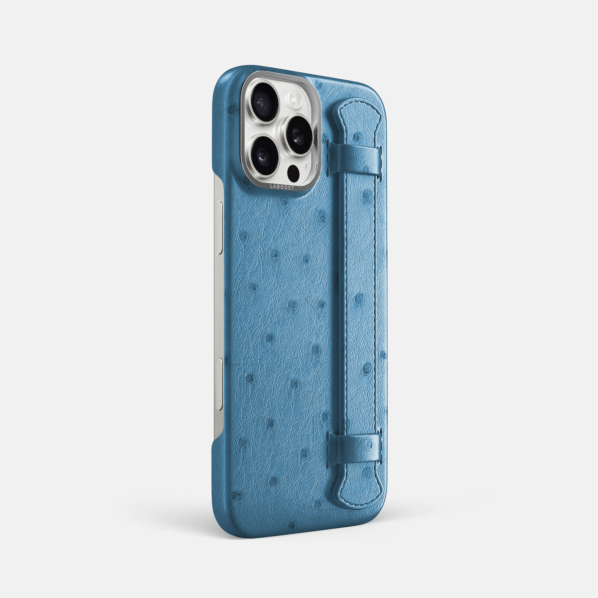 Blue-Jeans iPhone 16 Pro Max Handle Case Ostrich with Steel Metal -2 | Blue-Jeans-Steel