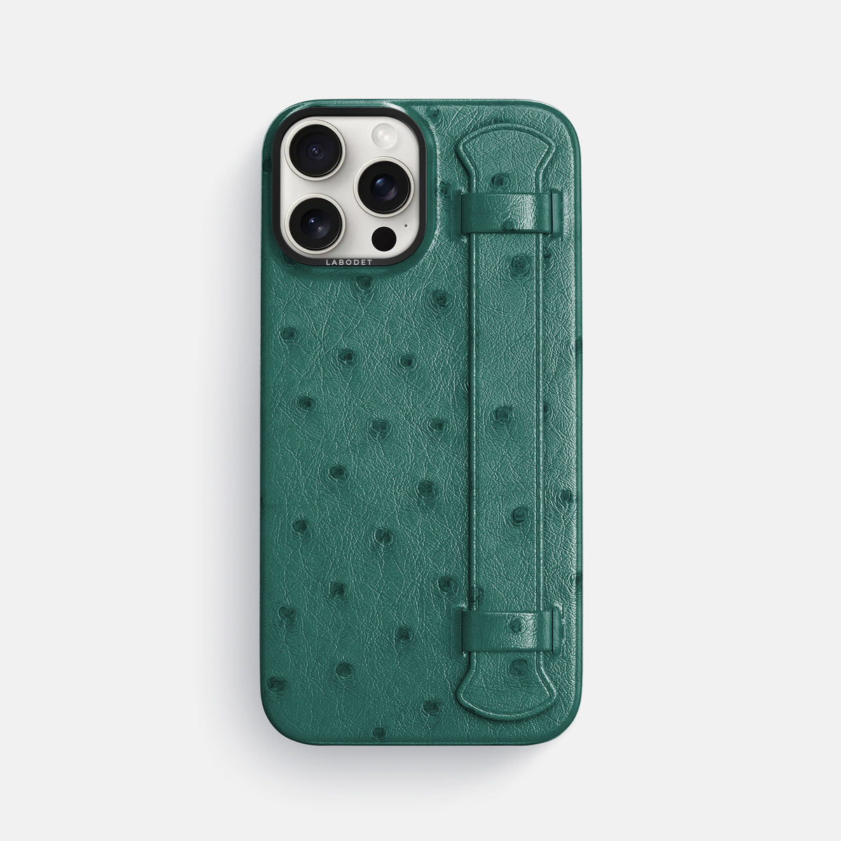 Forest-Green iPhone 16 Pro Max Handle Case Ostrich with Black Metal -1 | Forest-Green-Black