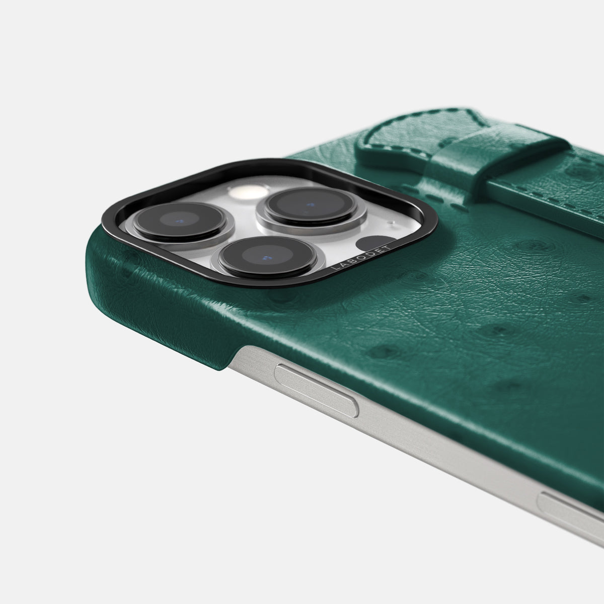 Forest-Green iPhone 16 Pro Max Handle Case Ostrich with Black Metal -6 | Forest-Green-Black