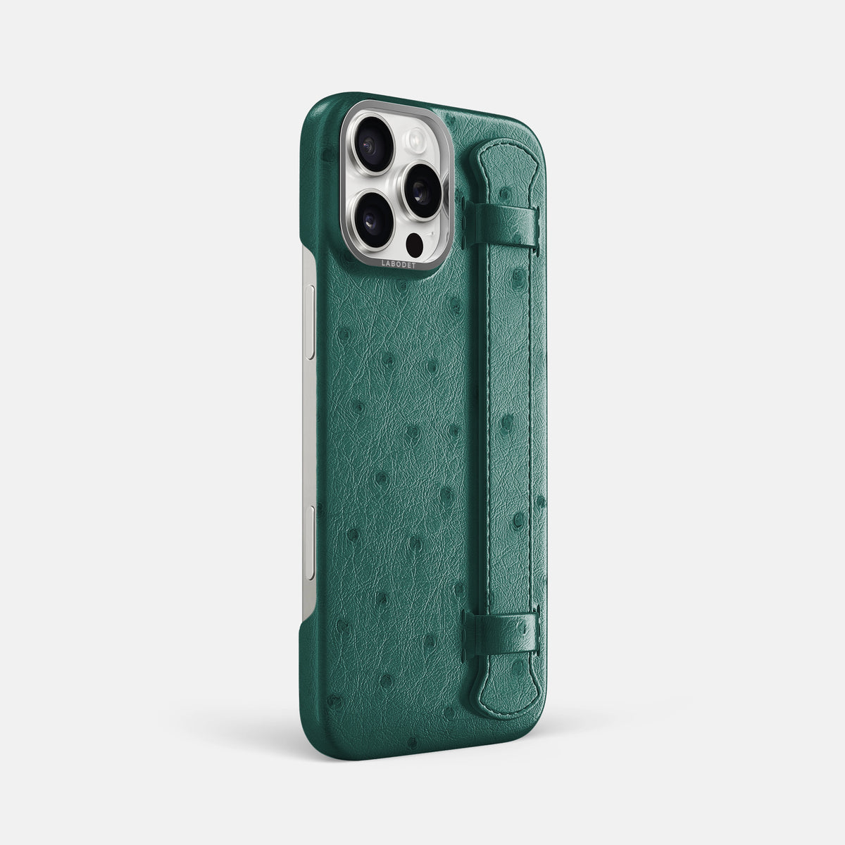 Forest-Green iPhone 16 Pro Max Handle Case Ostrich with Steel Metal -2 | Forest-Green-Steel