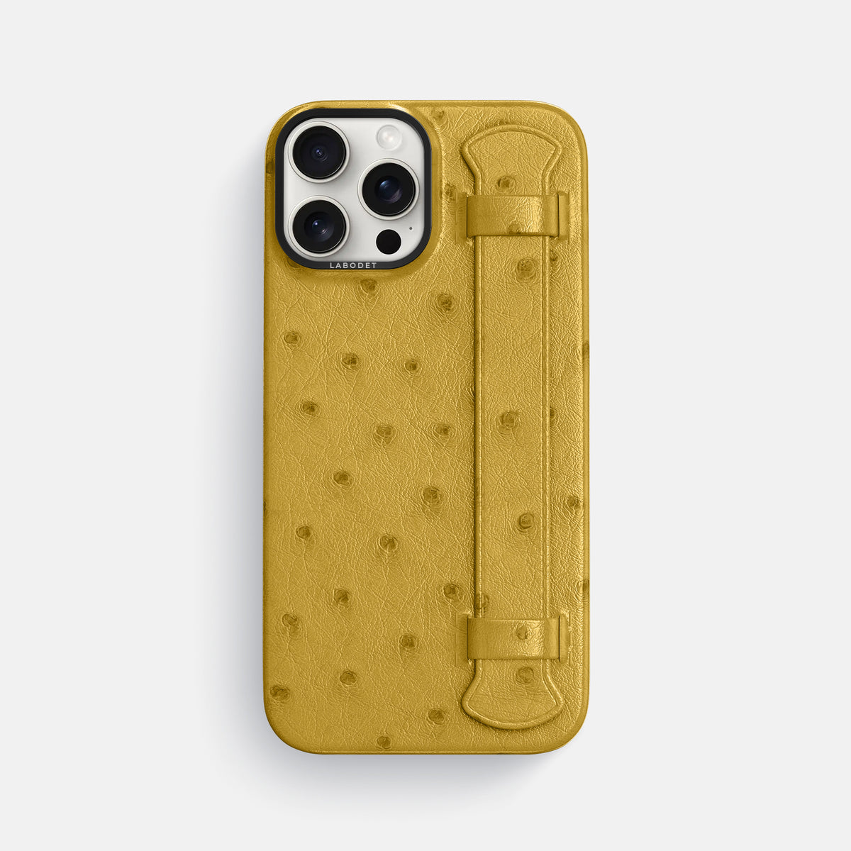 Gold iPhone 16 Pro Max Handle Case Ostrich with Black Metal -1 | Gold-Black