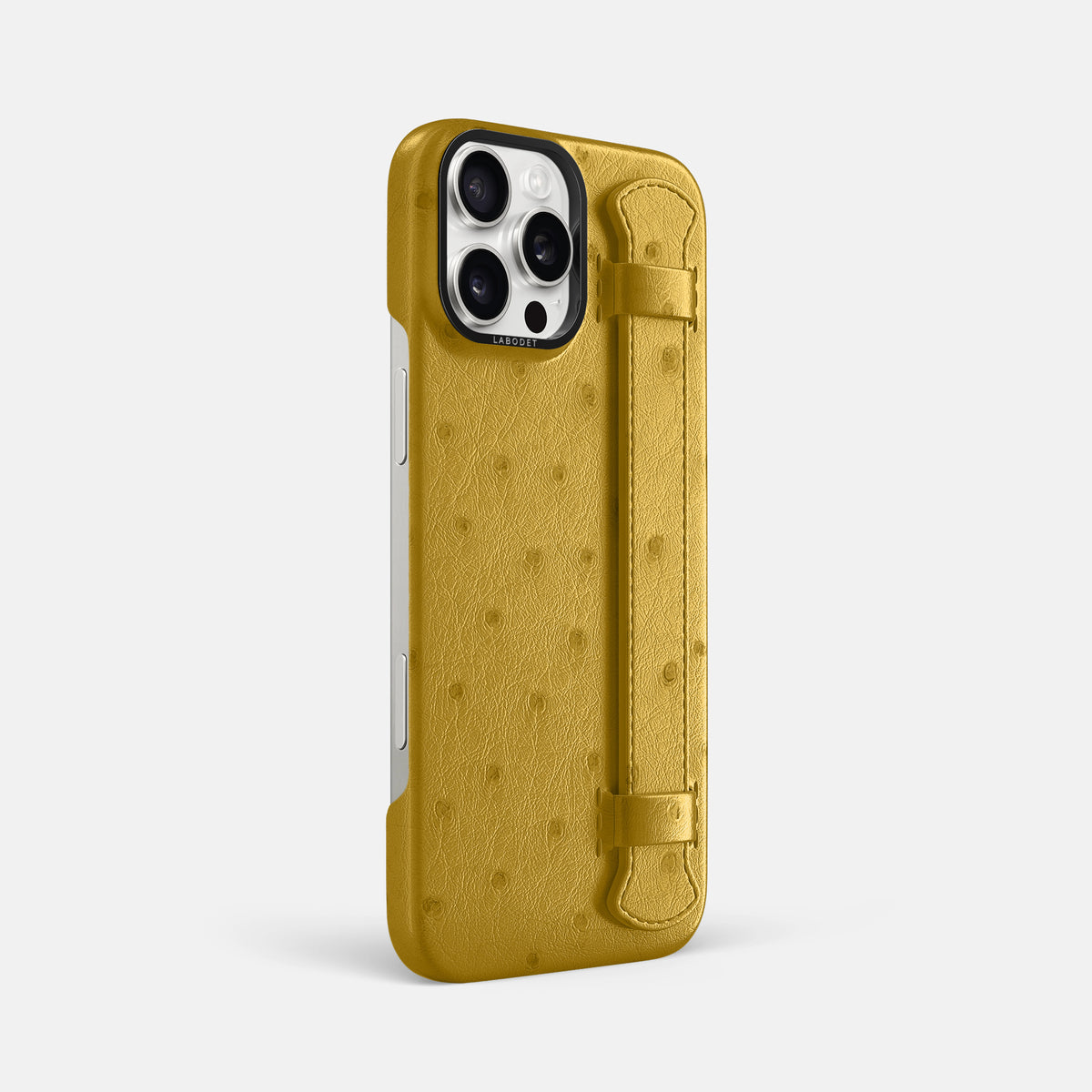 Gold iPhone 16 Pro Max Handle Case Ostrich with Black Metal -2 | Gold-Black