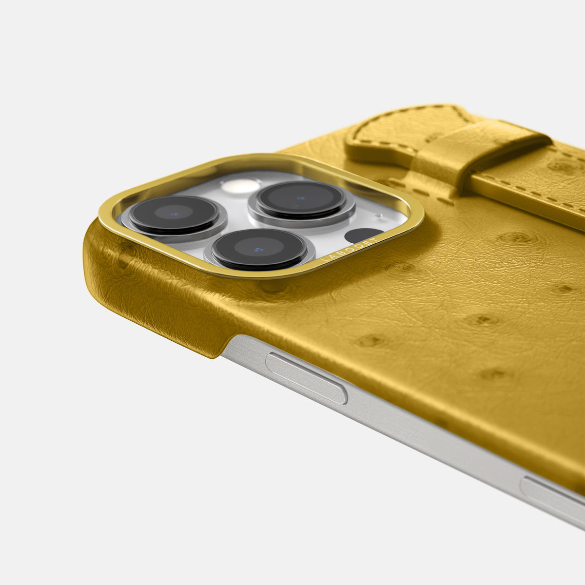 Gold iPhone 16 Pro Max Handle Case Ostrich with Gold Metal -6 | Gold-Gold