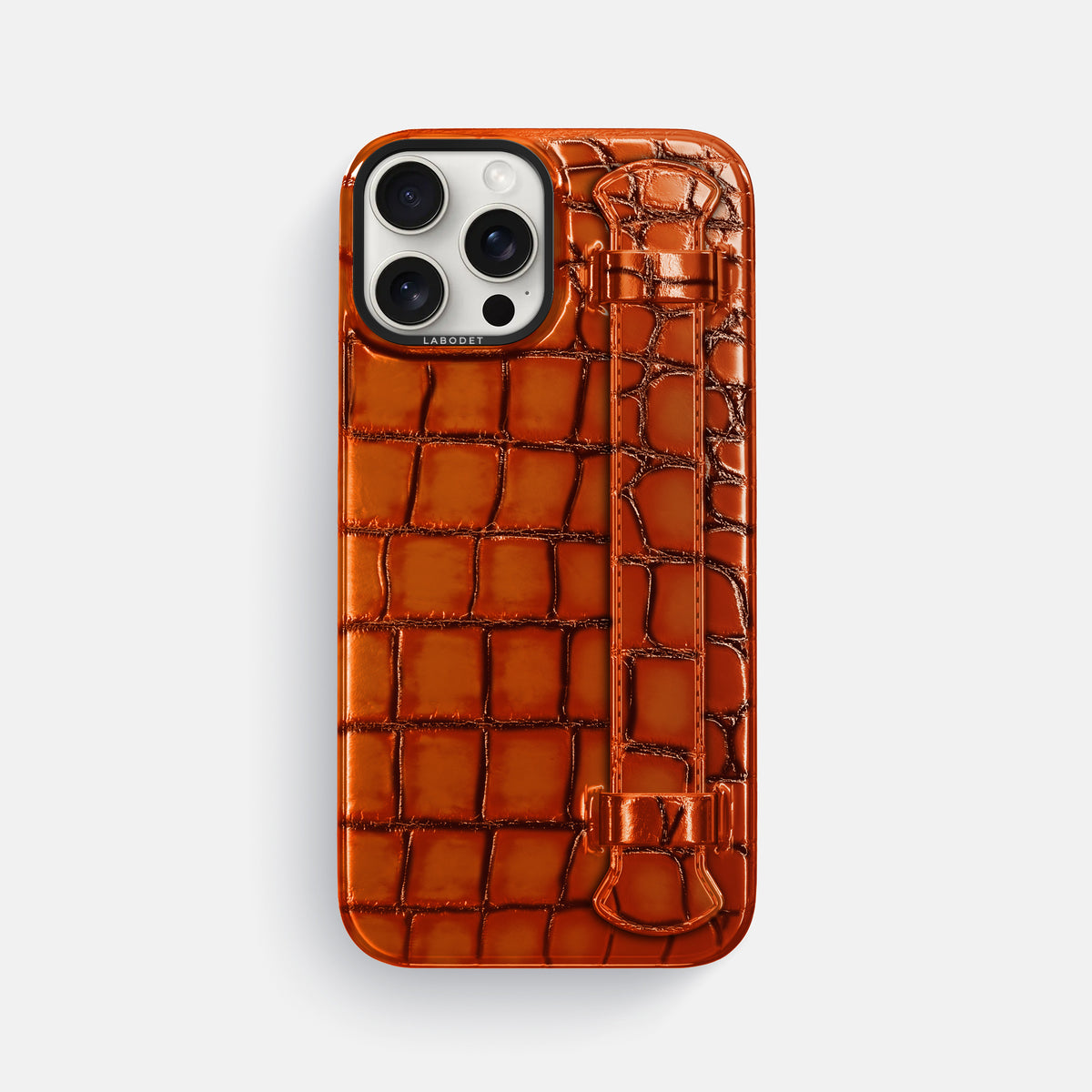 Clay-Court iPhone 16 Pro Max Handle Case Patina Alligator with Black Metal -1 | Clay-Court-Black