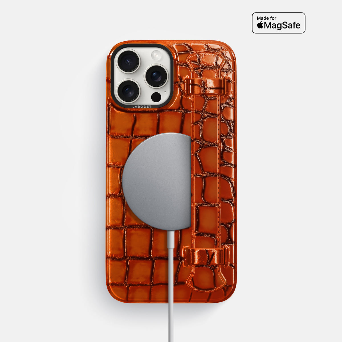Clay-Court iPhone 16 Pro Max Handle Case Patina Alligator with Black Metal -5 | Clay-Court-Black