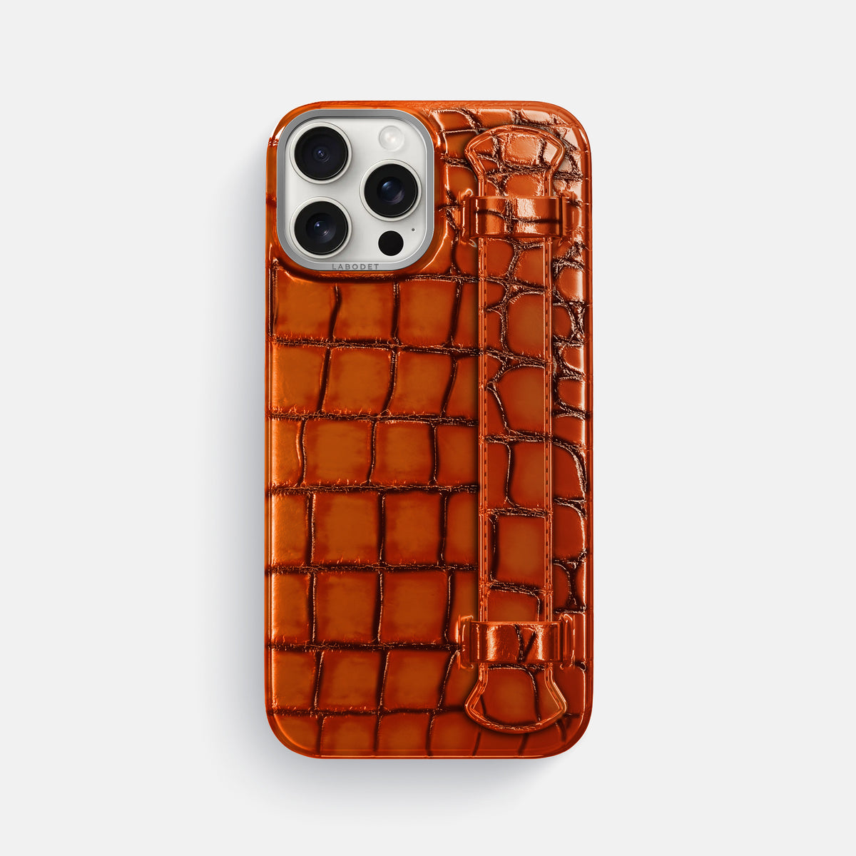 Clay-Court iPhone 16 Pro Max Handle Case Patina Alligator with Steel Metal -1 | Clay-Court-Steel