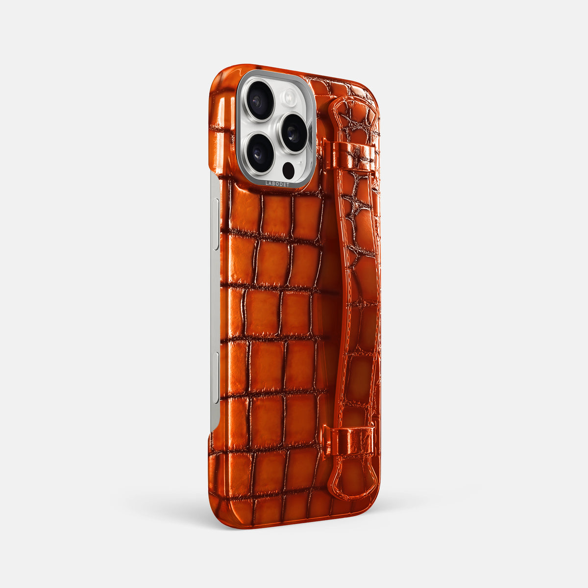 Clay-Court iPhone 16 Pro Max Handle Case Patina Alligator with Steel Metal -2 | Clay-Court-Steel