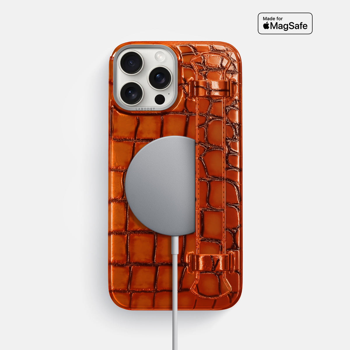 Clay-Court iPhone 16 Pro Max Handle Case Patina Alligator with Steel Metal -5 | Clay-Court-Steel