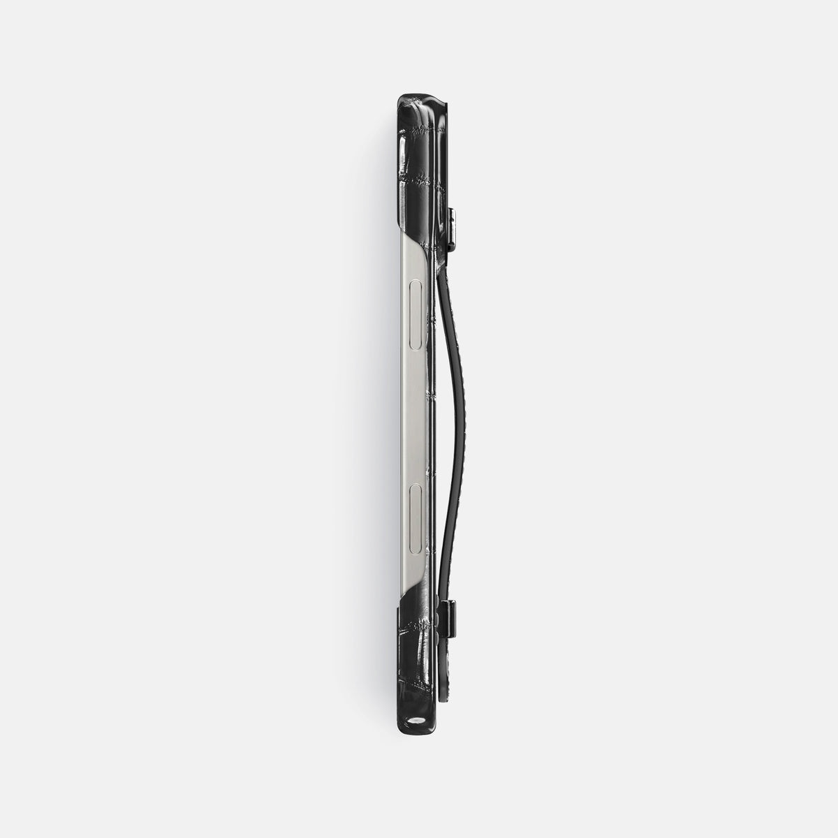 Havana-Black iPhone 16 Pro Max Handle Case Patina Alligator with Black Metal -3 | Havana-Black-Black