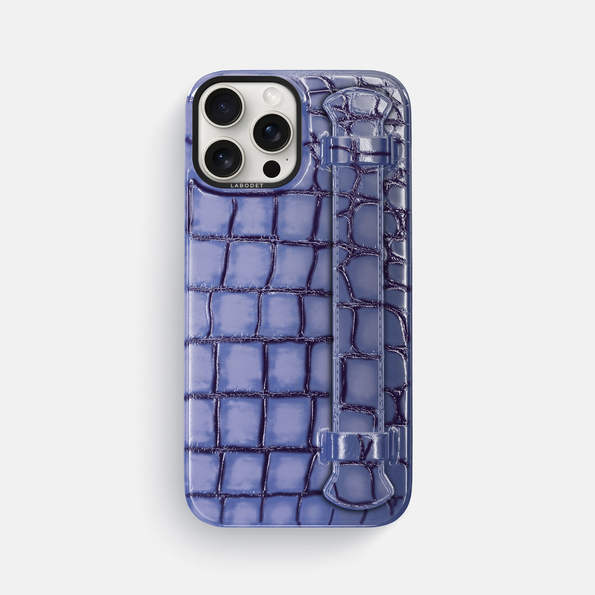 Lilac iPhone 16 Pro Max Handle Case Patina Alligator with Black Metal -1 | Lilac-Black