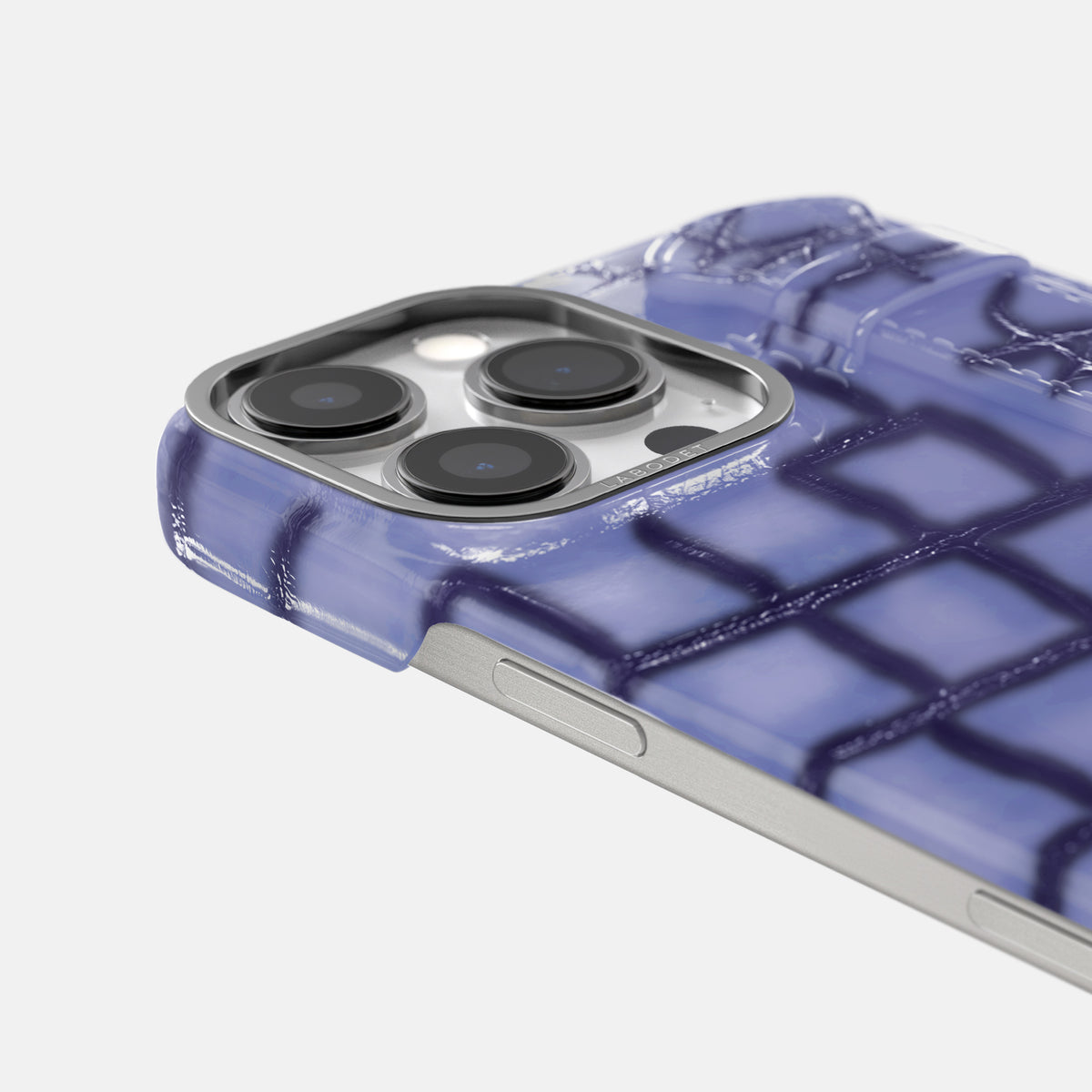 Lilac iPhone 16 Pro Max Handle Case Patina Alligator with Steel Metal -6 | Lilac-Steel