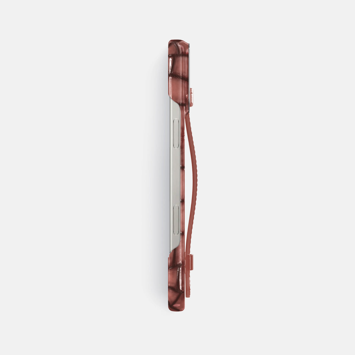 Wine-Sediment iPhone 16 Pro Max Handle Case Patina Alligator with Steel Metal -3 | Wine-Sediment-Steel