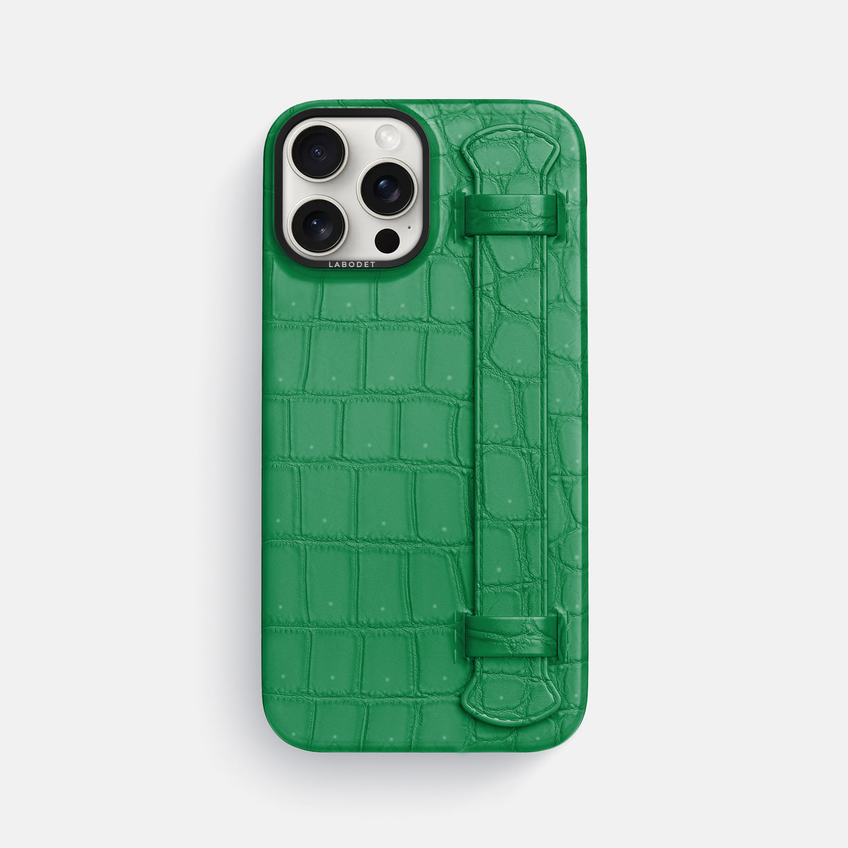 Cactus-Green iPhone 16 Pro Max Handle Case Porosus Crocodile with Black Metal -1 | Cactus-Green-Black