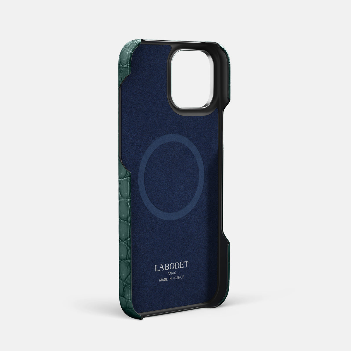 Dark-Forest iPhone 16 Pro Max Handle Case Porosus Crocodile with Steel Metal -4 | Dark-Forest-Steel