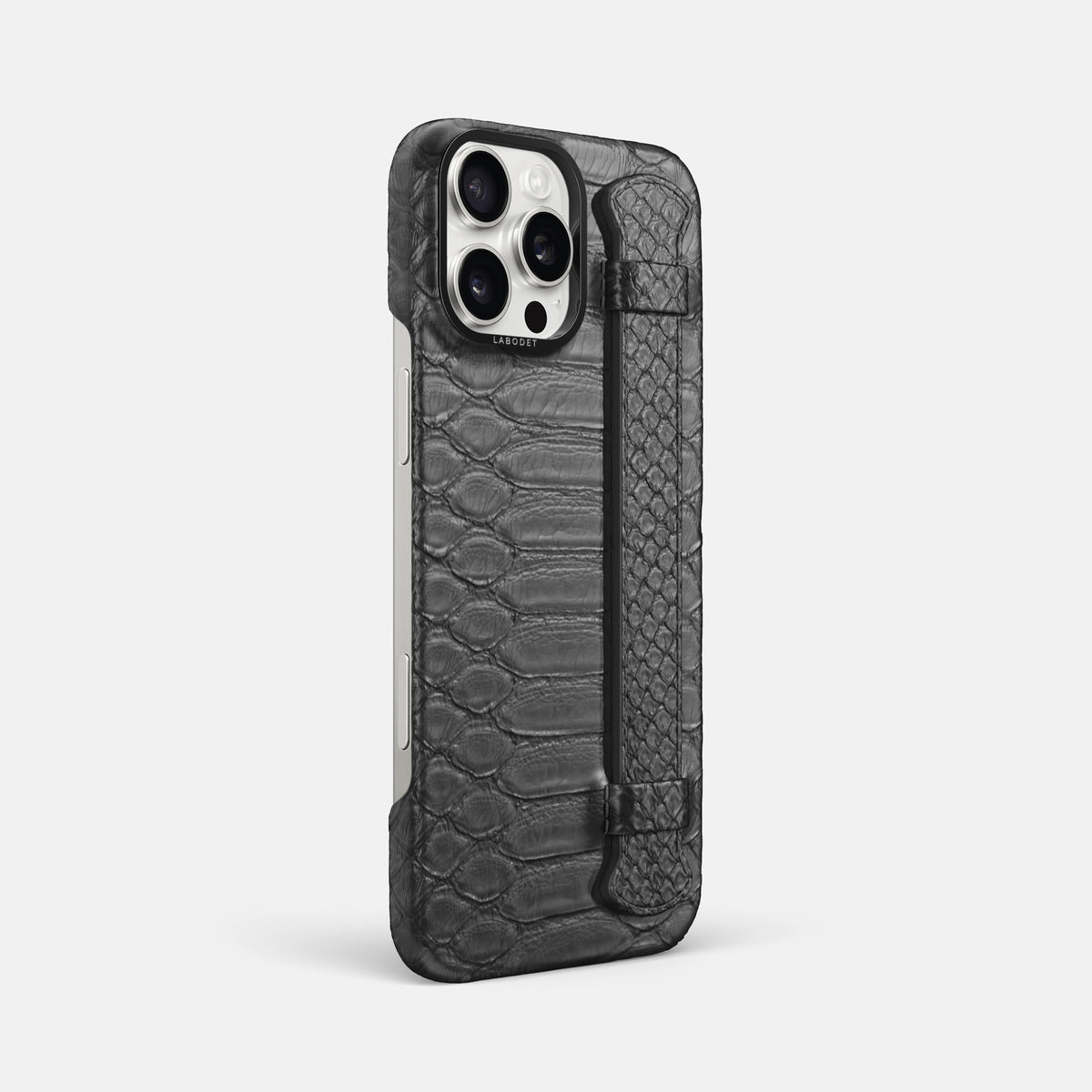 Grey iPhone 16 Pro Max Handle Case Python with Black Metal -2 | Grey-Black