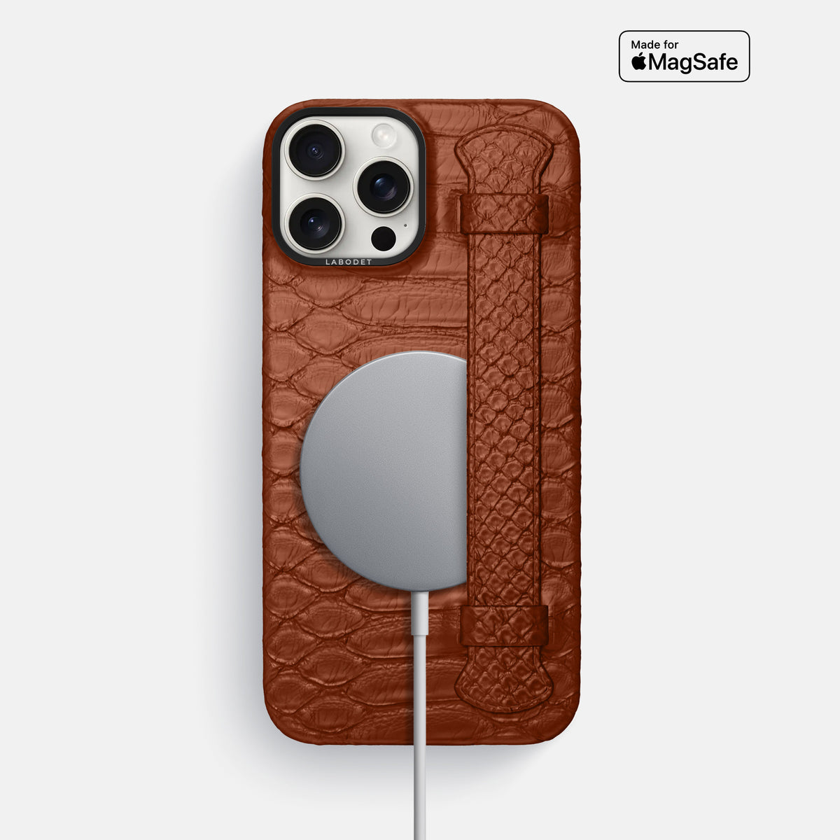 Medium-Brown iPhone 16 Pro Max Handle Case Python with Black Metal -5 | Medium-Brown-Black