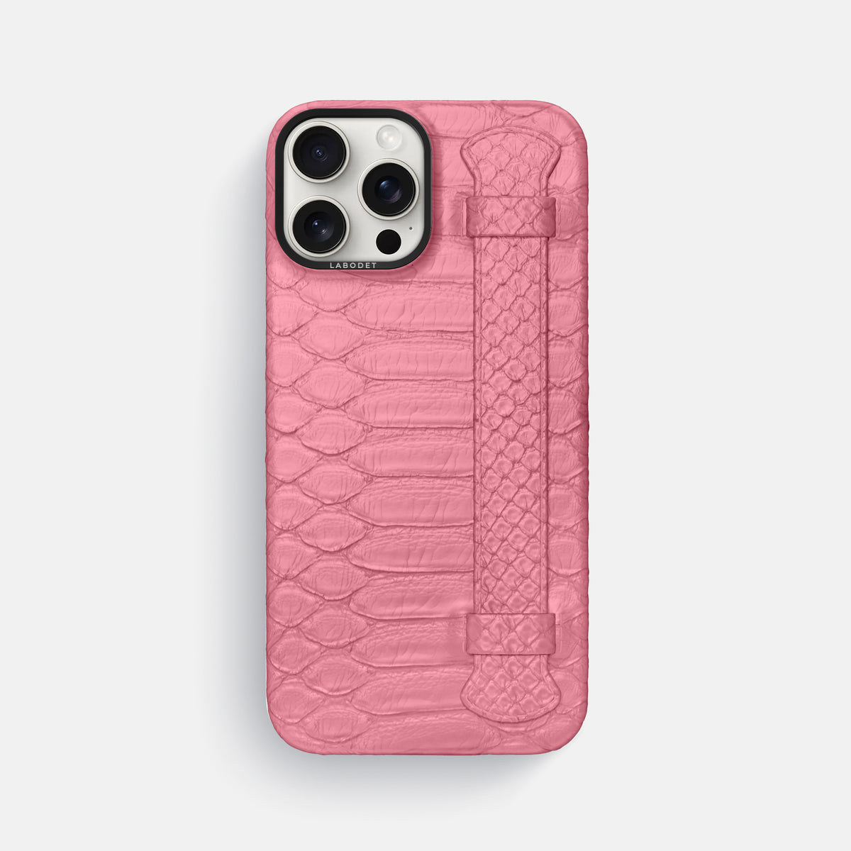 Pink iPhone 16 Pro Max Handle Case Python with Black Metal -1 | Pink-Black
