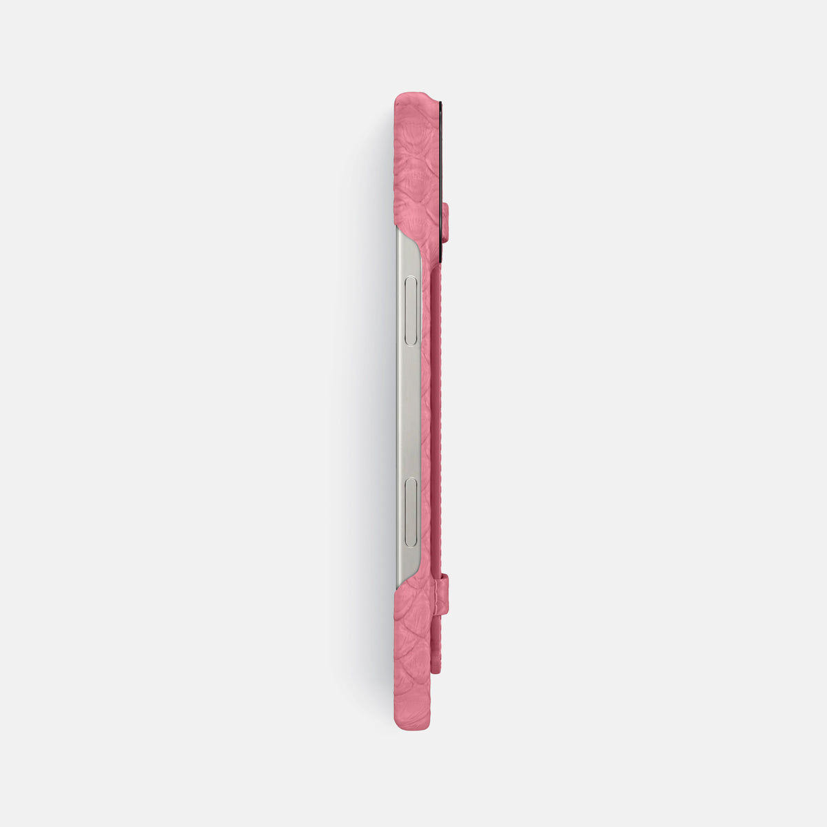 Pink iPhone 16 Pro Max Handle Case Python with Black Metal -3 | Pink-Black