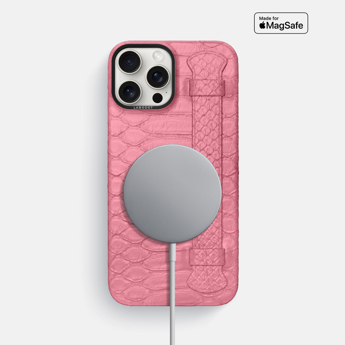 Pink iPhone 16 Pro Max Handle Case Python with Black Metal -5 | Pink-Black