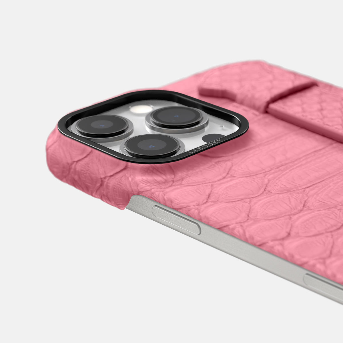 Pink iPhone 16 Pro Max Handle Case Python with Black Metal -6 | Pink-Black