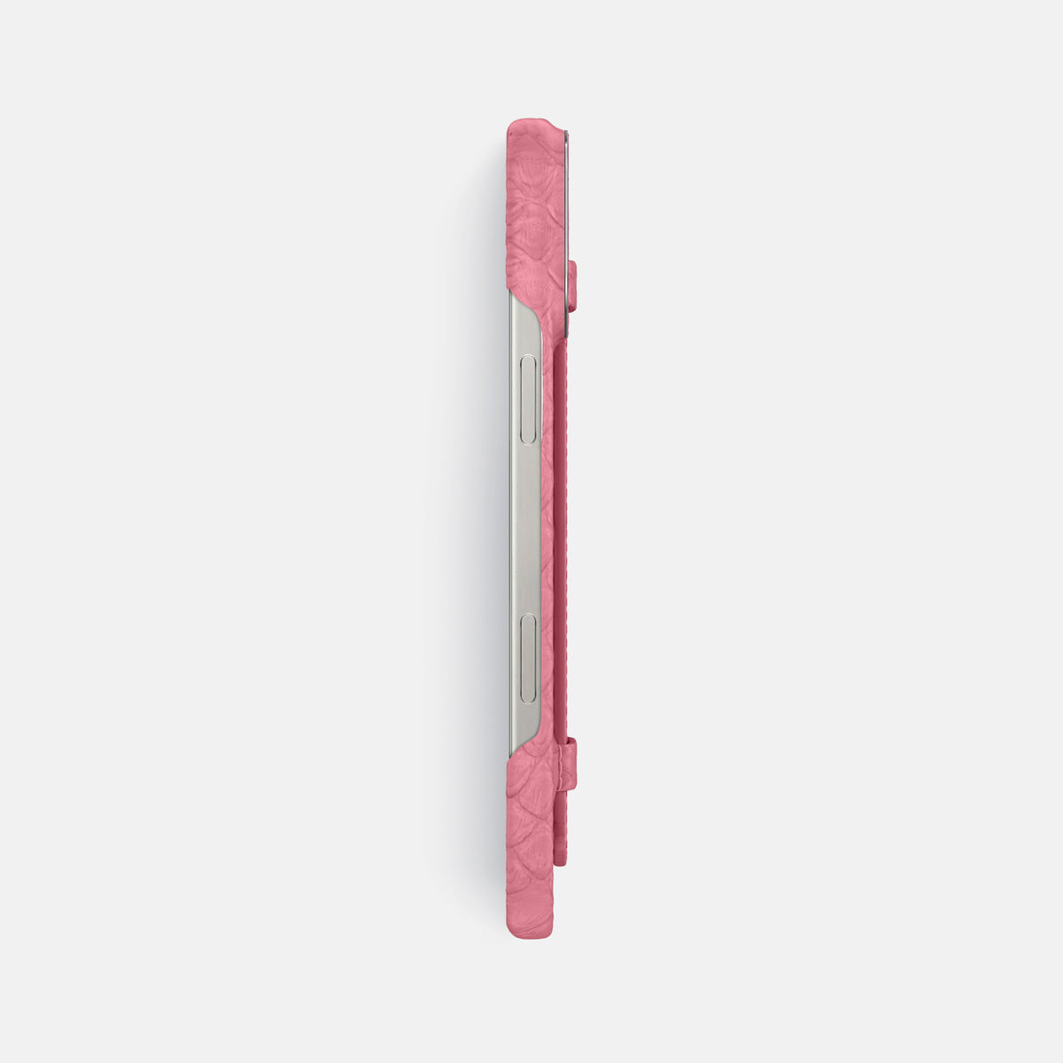 Pink iPhone 16 Pro Max Handle Case Python with Steel Metal -3 | Pink-Steel