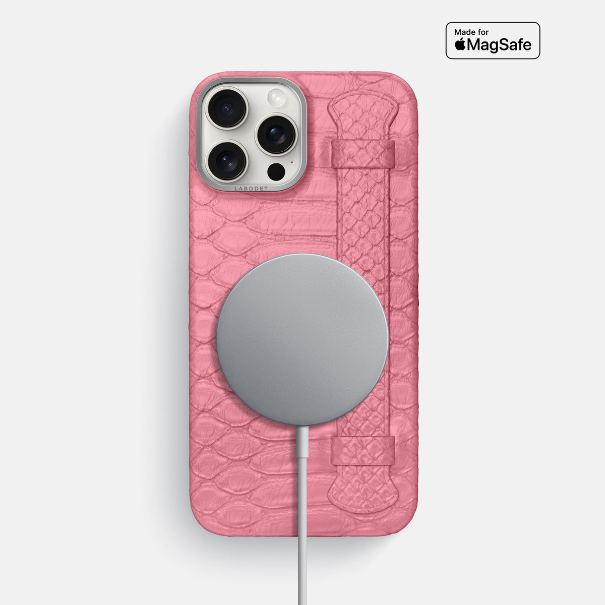 Pink iPhone 16 Pro Max Handle Case Python with Steel Metal -5 | Pink-Steel