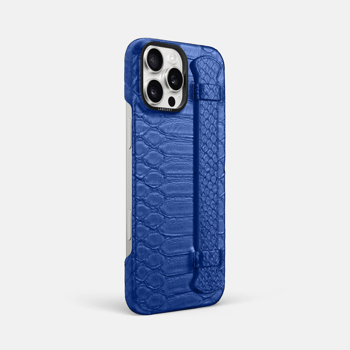 Royal Blue iPhone 16 Pro Max Handle Case Python with Black Metal -2 | Royal-Blue-Black