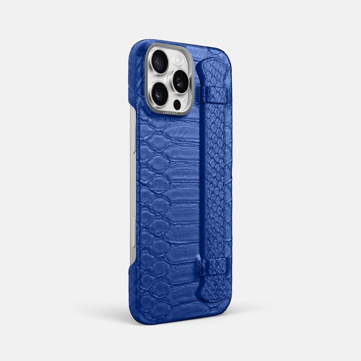 Royal Blue iPhone 16 Pro Max Handle Case Python with Steel Metal -2 | Royal-Blue-Steel