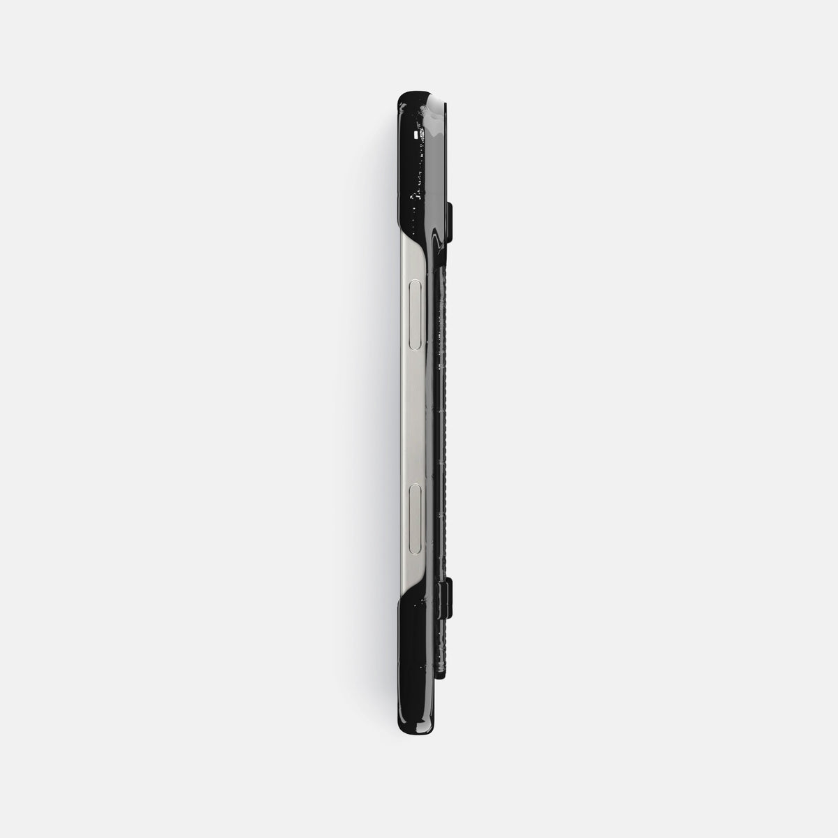 Black iPhone 16 Pro Max Handle Case Shiny Alligator with Black Metal -3 | Black-Black
